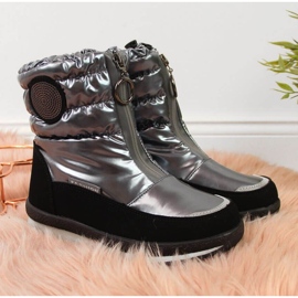 Miss Botas de neve impermeáveis ​​Jr EVE323B prata preto 2
