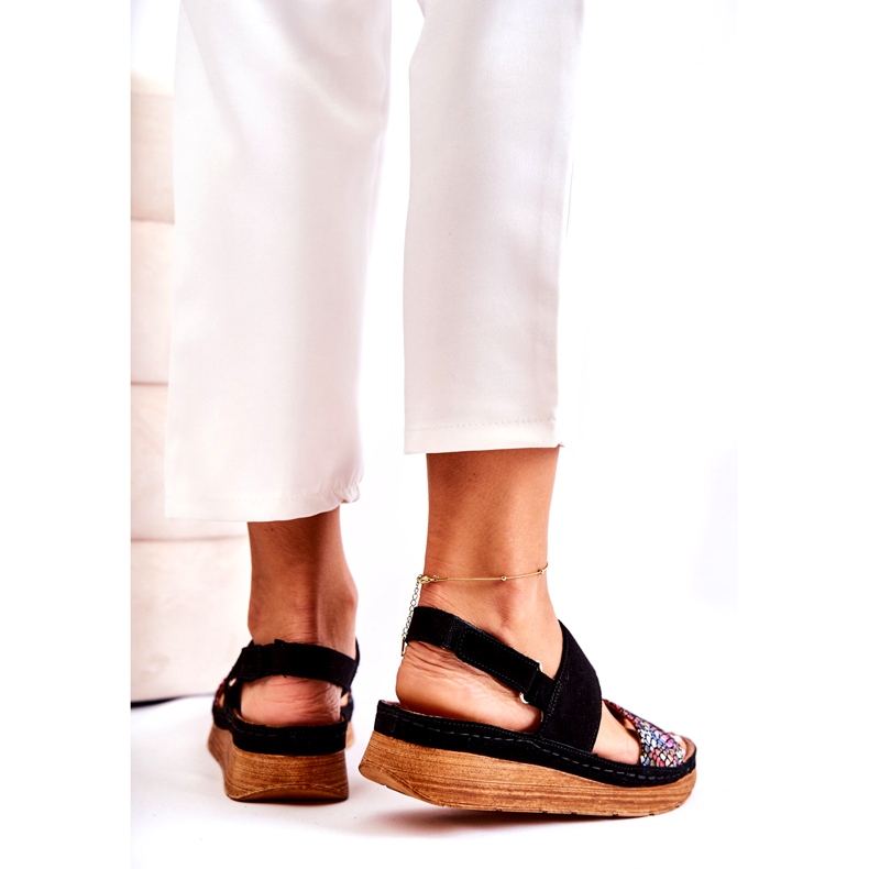 Sandálias Femininas de Couro Maciejka 04142-20 Preto multicolorido 3