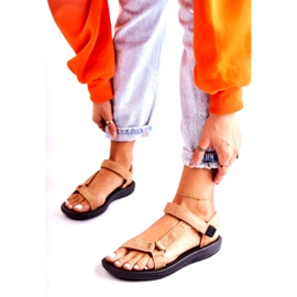 PM1 Sandálias esportivas femininas de camurça Harris bege escuro 2