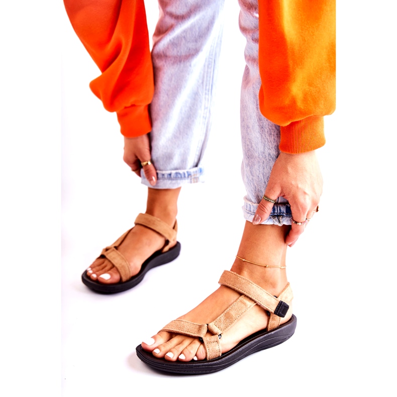 PM1 Sandálias esportivas femininas de camurça Harris bege escuro 2