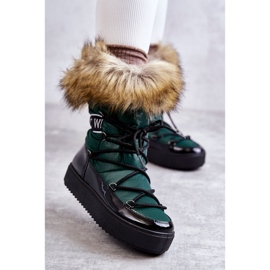 FM1 Botas femininas de neve com cadarço verde Santero 1 FM1 Botas femininas de neve com cadarço verde Santero 1