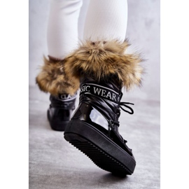 Botas de neve femininas com cadarço Santero pretas preto 2