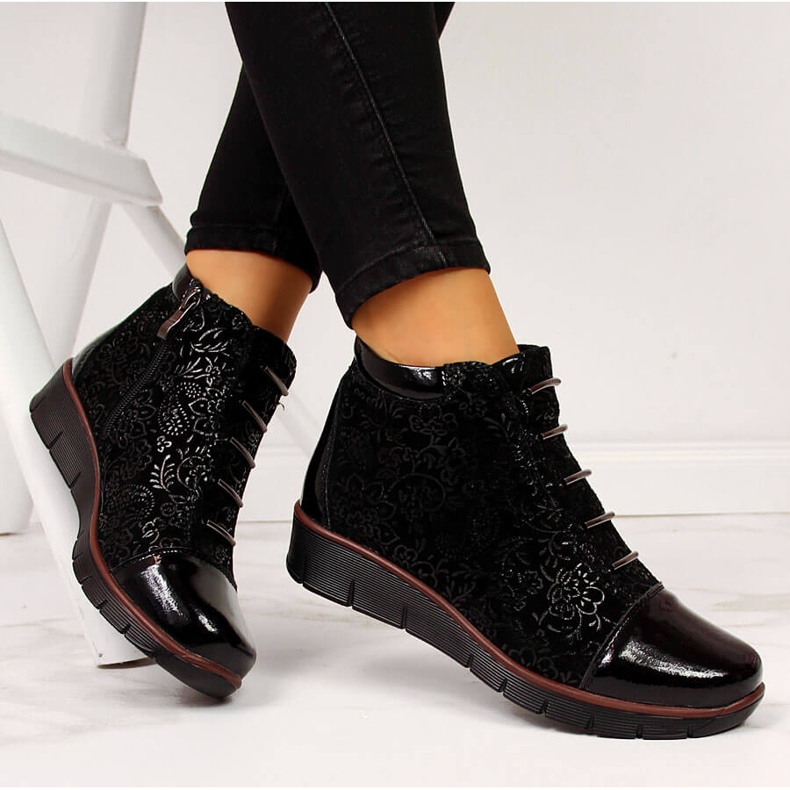 Botas isolantes em pele de mulher com estampado Filippo preto 1
