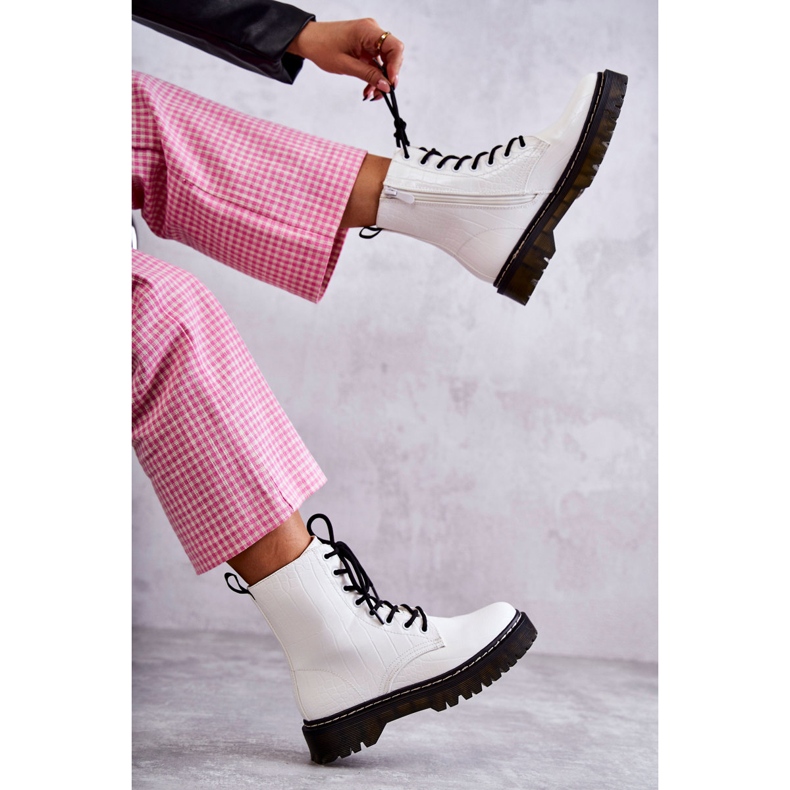 Botas de pele de cobra quentes brancas femininas Salma branco 1