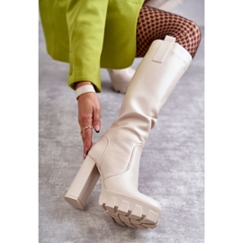 WS1 Botas de couro ecológico da moda na plataforma bege Isabell 2