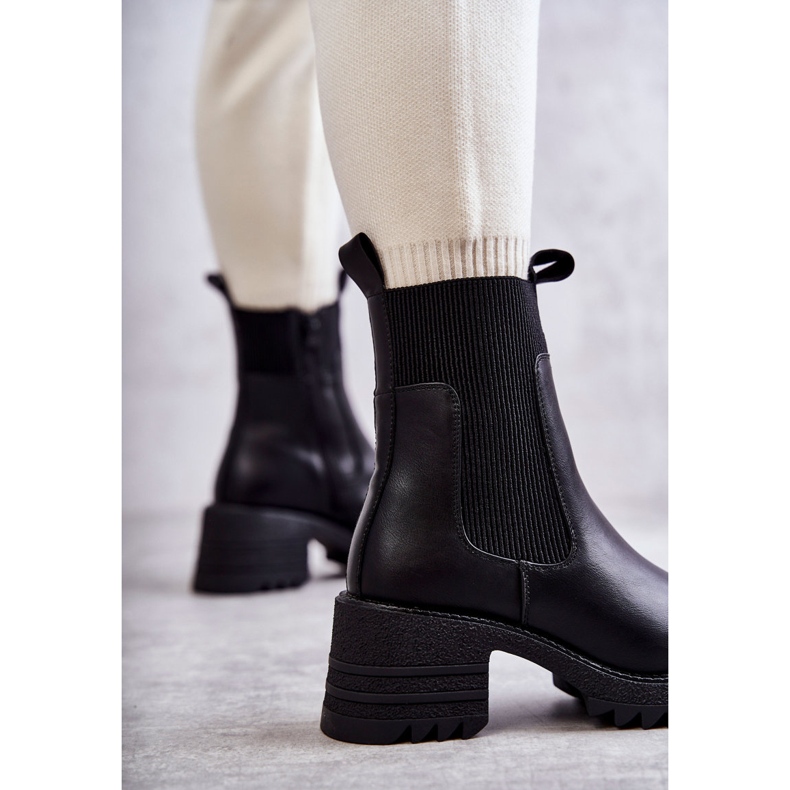 Botas quentes pretas femininas com salto alto Abella preto 2