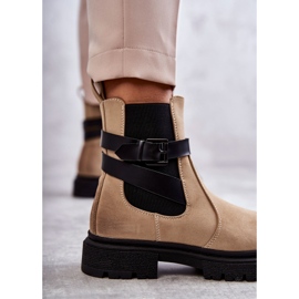 FE1 Botas Quentes Femininas Botas Jodhpur Com cinto Bege Jose 2