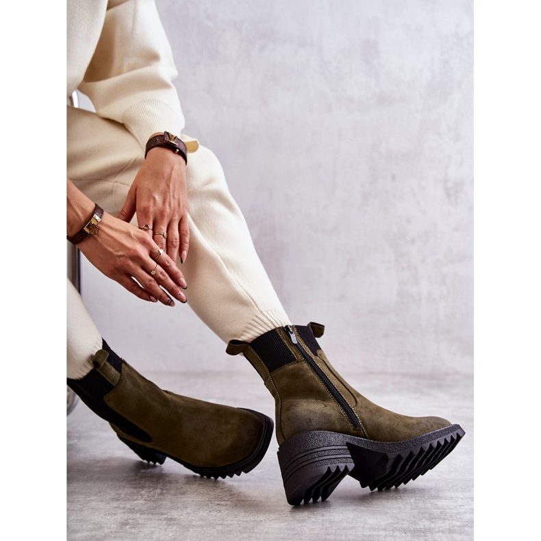 Botas quentes verdes femininas no salto alto Abella 2 Botas quentes verdes femininas no salto alto Abella 2