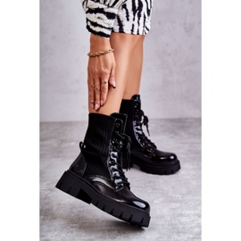 FS1 Botas femininas lacadas com meia Abigail preta preto 2 FS1 Botas femininas lacadas com meia Abigail preta preto 2