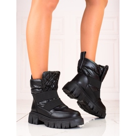 Botas de neve Shelovet femininas em uma plataforma preta grossa preto 1