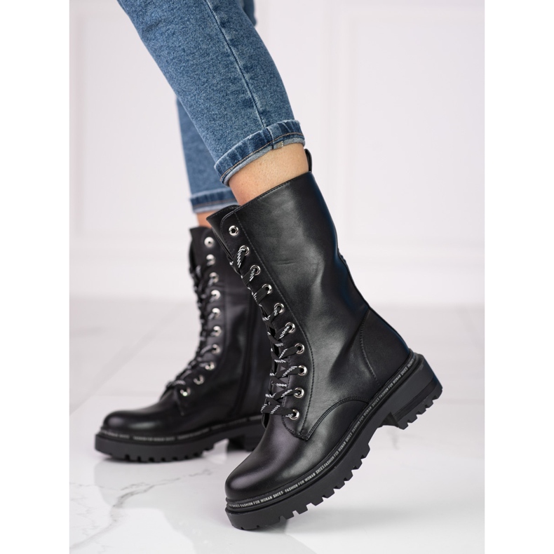 Bolsas femininas de cano alto Shelovet pretas preto 1