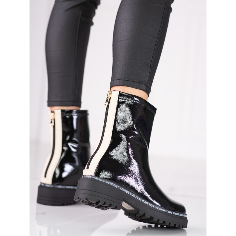 Botas femininas de verniz S. Barski preto 1