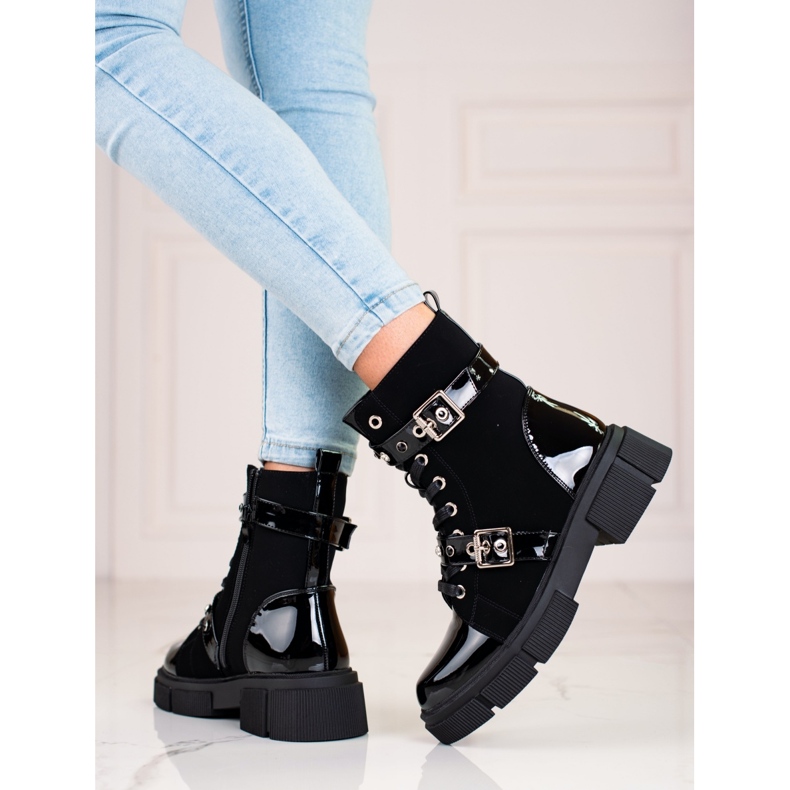 Malas femininas Shelovet pretas com fivelas preto 1