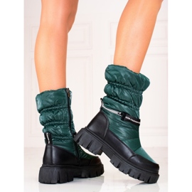 Botas de neve Shelovet de mulher preto verde 1