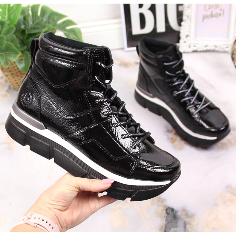 Sapatilhas de plataforma femininas Bugatti pretas preto 1