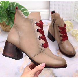 Botas femininas de salto alto isoladas bege Vinceza JAN147B 1