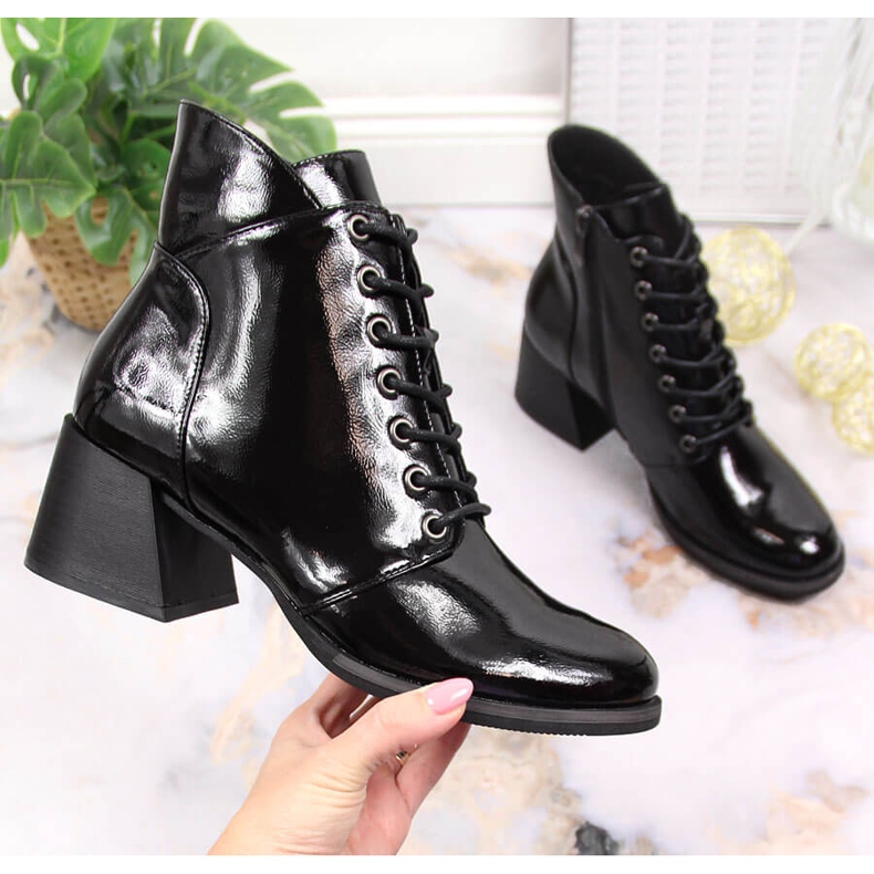 Botas quentes de mulher Vinceza pretas com salto decorativo preto 1