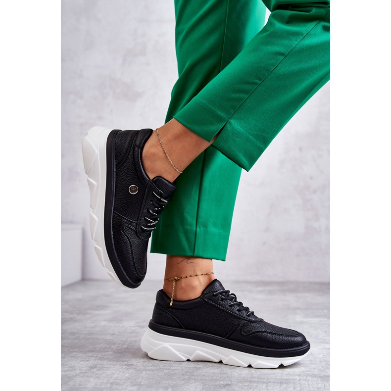 Vinceza Tênis esportivo feminino de couro preto Camrose 1