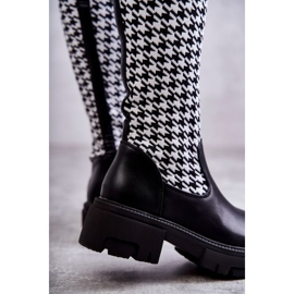 Botas femininas meia preta e branca Avira branco 2