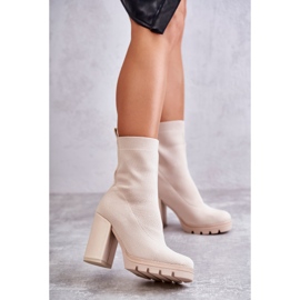 FB2 Botins femininos de material bege louve marrom 1