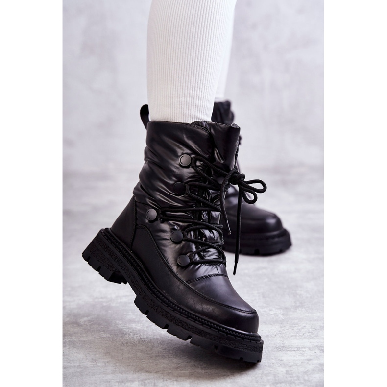 Botas de neve femininas com cadarço GOE KK2N4017 pretas preto 2
