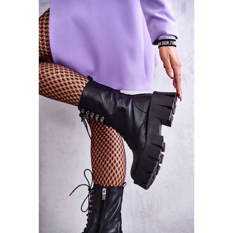 Botas quentes de couro GOE KK2N4013 Preto 2