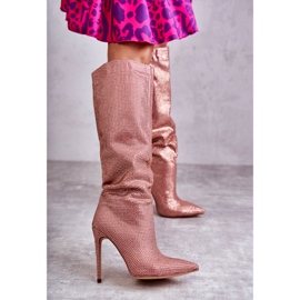 Botas da moda de salto alto com zircônia cúbica rosa Lovisa 2