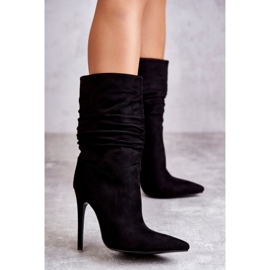 Botas femininas pretas amassadas preto 1