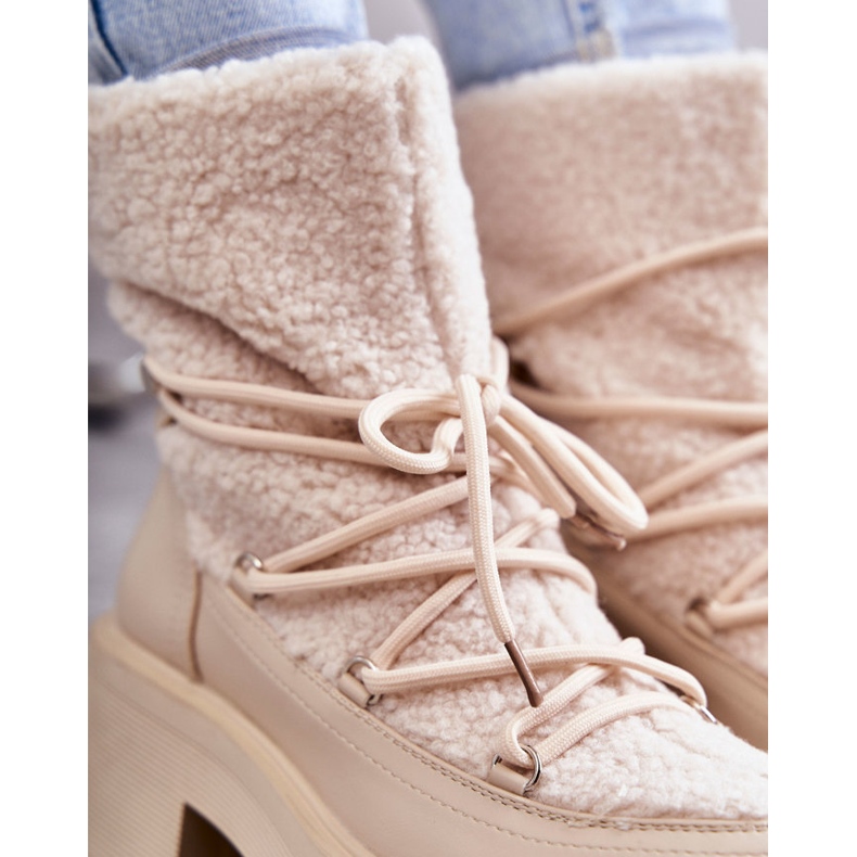 FS1 Botas de neve femininas com pele de carneiro bege Sanna castanho 1 FS1 Botas de neve femininas com pele de carneiro bege Sanna castanho 1