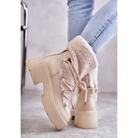 FS1 Botas de neve femininas com pele de carneiro bege Sanna castanho 2 FS1 Botas de neve femininas com pele de carneiro bege Sanna castanho 2