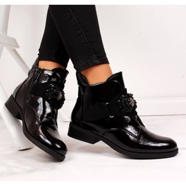 S.Barski Botas lacadas isolantes de mulher com laço preto por S. Barski 1