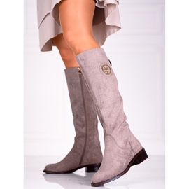Botas femininas com um slider Shelovet decorativo bege 1