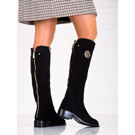 Botas pretas para mulher com fecho decorativo Shelovet preto 1