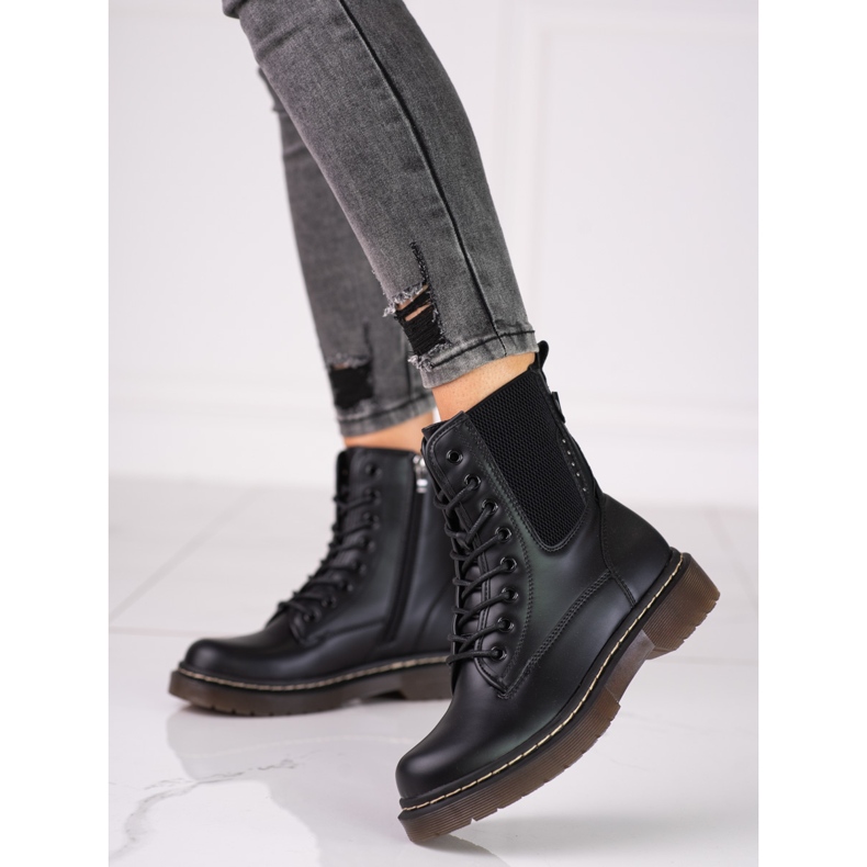 Botas Shelovet Jodhpur de mulher com atacadores preto 2