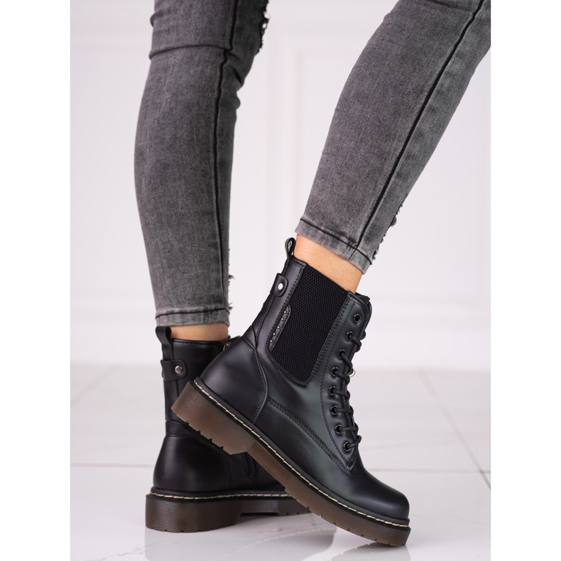 Botas Shelovet Jodhpur de mulher com atacadores preto 1
