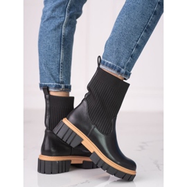 Botas femininas Shelovet pretas com cabedal flexível preto 1