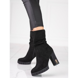 Botas de camurça Shelovet de mulher num poste alto preto 2