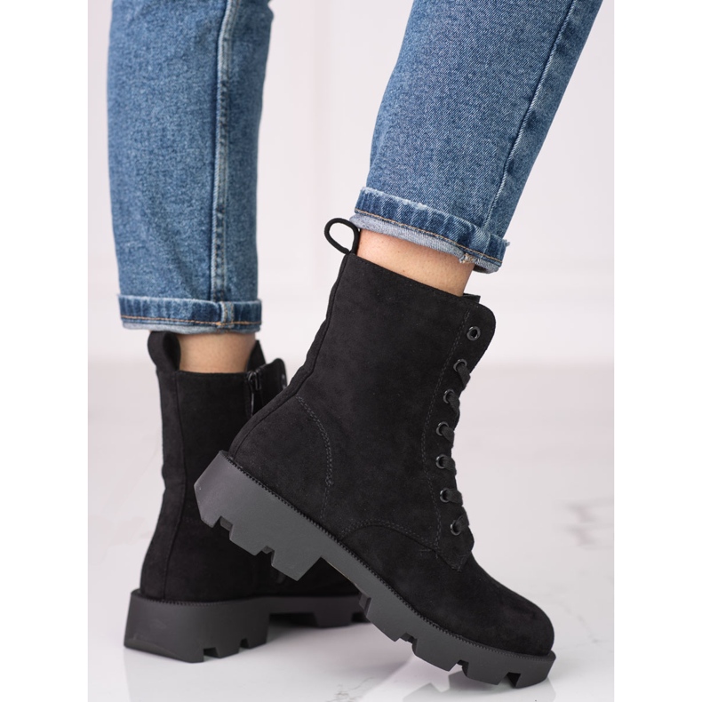 Bolsas femininas Shelovet de camurça preta com renda preto 1