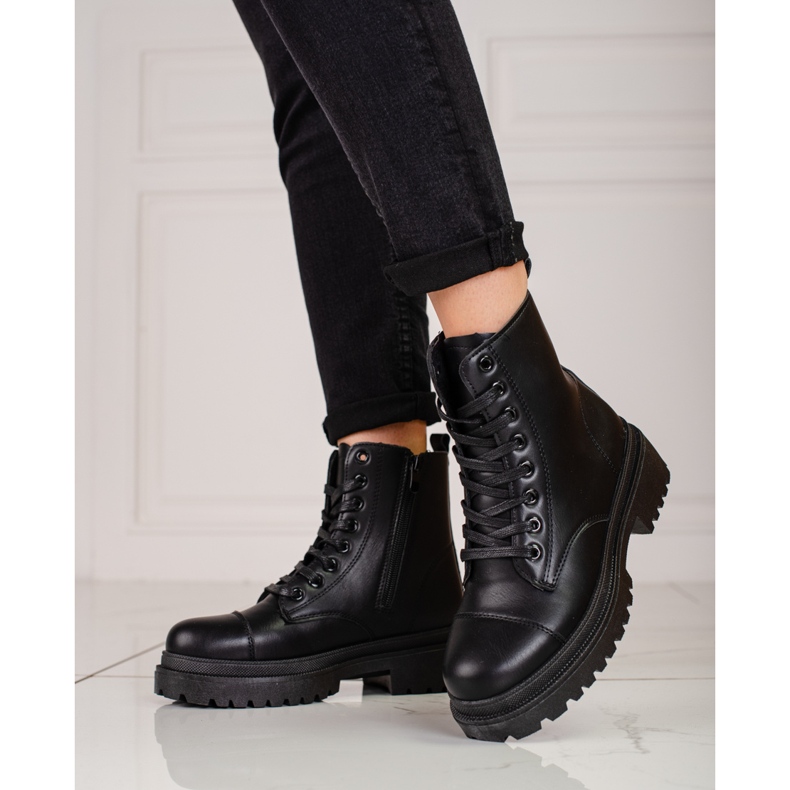 Botas femininas com amarração Shelovet pretas preto 1
