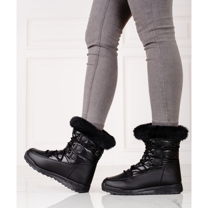 Botas de neve femininas na plataforma Shelovet preta preto 1