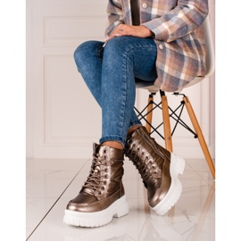 Botas de neve castanhas de senhora com atacadores Shelovet marrom 2