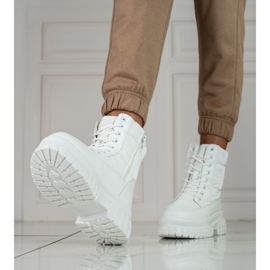 Botas de neve brancas de mulher com atacadores Shelovet branco 1 Botas de neve brancas de mulher com atacadores Shelovet branco 1