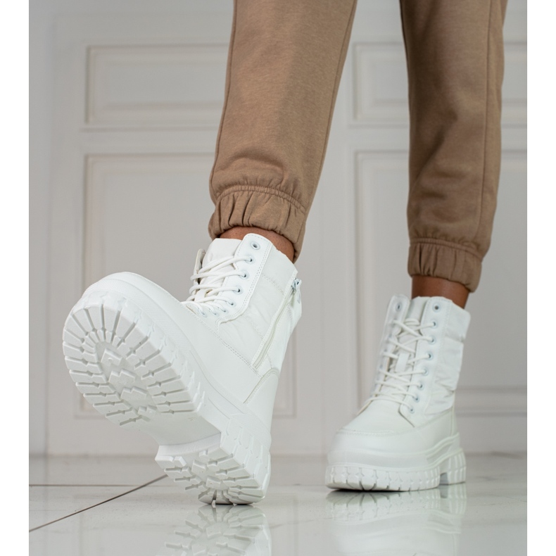 Botas de neve brancas de mulher com atacadores Shelovet branco 1 Botas de neve brancas de mulher com atacadores Shelovet branco 1