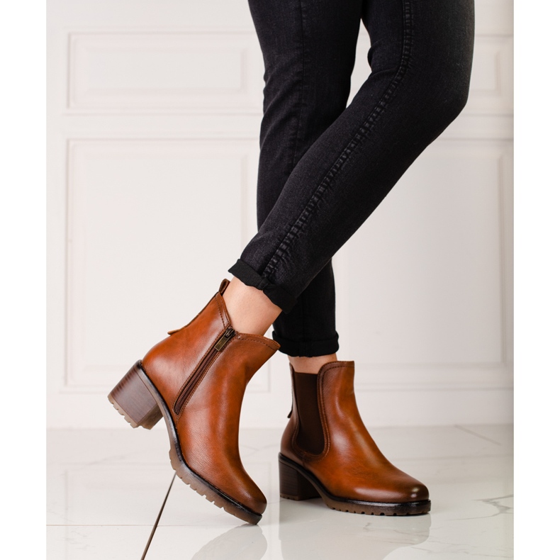Botas femininas Shelovet Chelsea marrom no poste castanho 1