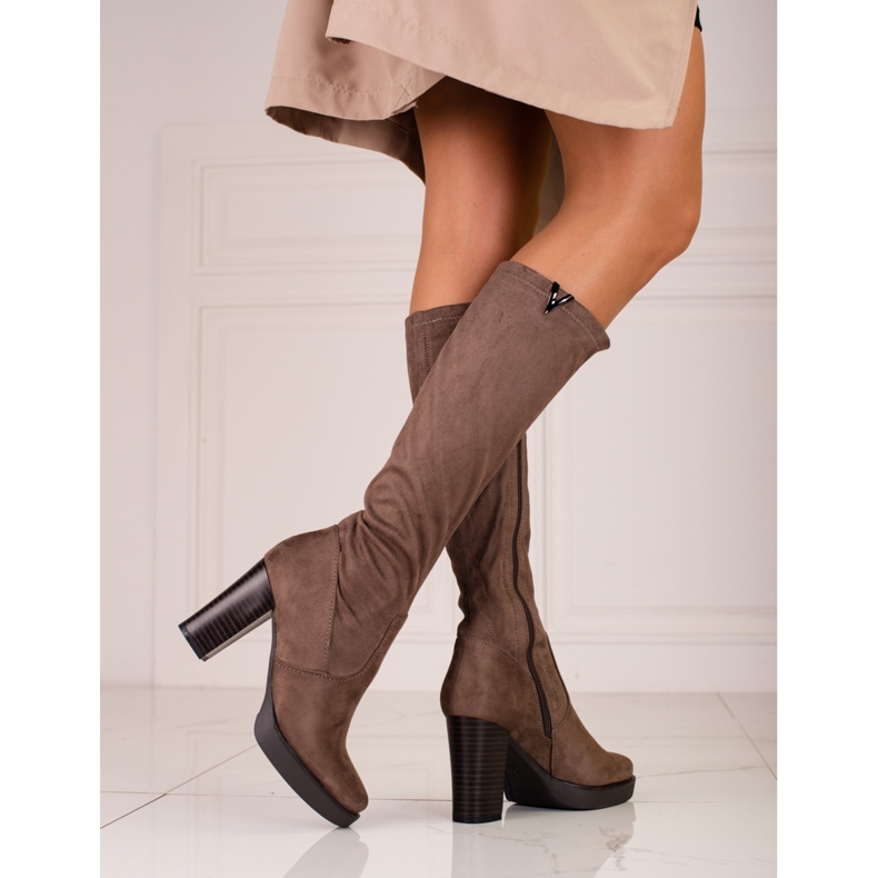 M.Daszyński Botas femininas Daszyński em um poste marrom castanho 1 M.Daszyński Botas femininas Daszyński em um poste marrom castanho 1