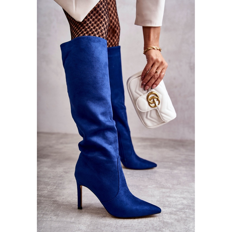 FS1 Botas de salto alto de camurça azul Carite 2 FS1 Botas de salto alto de camurça azul Carite 2