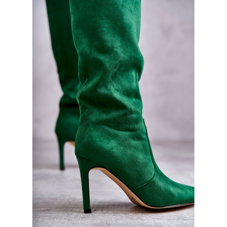 FS1 Botas de salto alto camurça verde Carite 2 FS1 Botas de salto alto camurça verde Carite 2