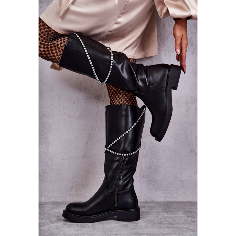 FS1 Botas pretas femininas com ornamentos Finlay preto 1 FS1 Botas pretas femininas com ornamentos Finlay preto 1