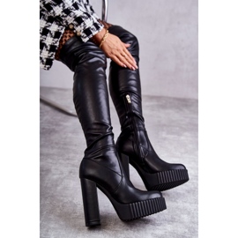 FS1 Botas altas de couro na plataforma preta Katrina preto 1