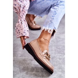 Vinceza Mocassins lacados na plataforma Bege Reidun castanho 1